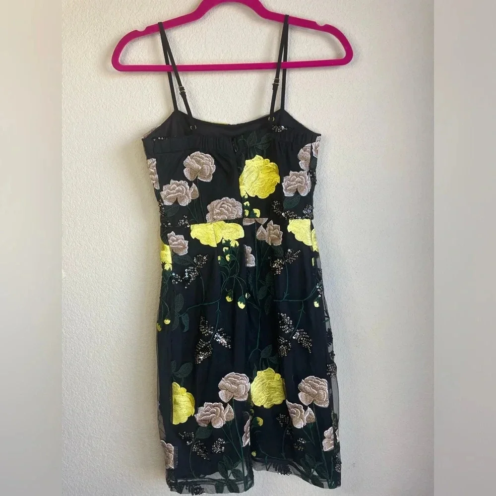 Lulus Rue Black Mesh Floral Embroidered Sequin Bodycon Mini Dress Size XS - Picture 5 of 10